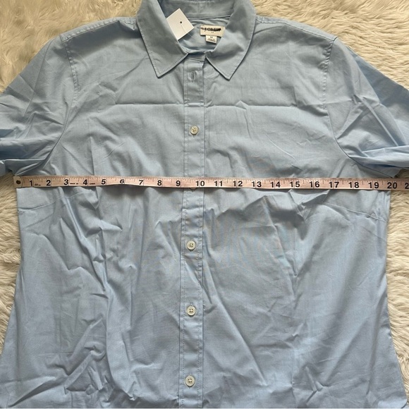 J. Crew Factory Top Feather-Trimmed Button-Up Shirt In Signature Fit Blue M NWT - Picture 10 of 12